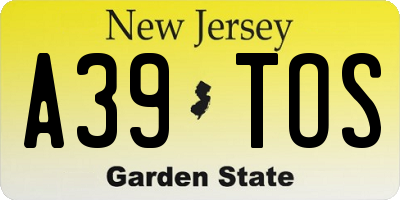 NJ license plate A39TOS