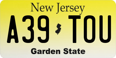 NJ license plate A39TOU