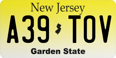 NJ license plate A39TOV
