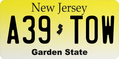 NJ license plate A39TOW