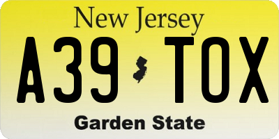 NJ license plate A39TOX