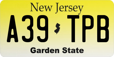 NJ license plate A39TPB