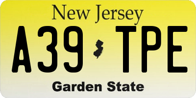 NJ license plate A39TPE