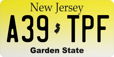 NJ license plate A39TPF