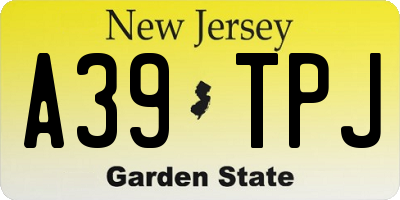 NJ license plate A39TPJ
