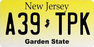 NJ license plate A39TPK