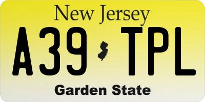 NJ license plate A39TPL