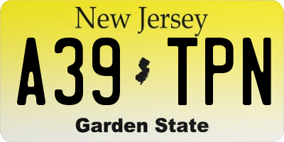 NJ license plate A39TPN