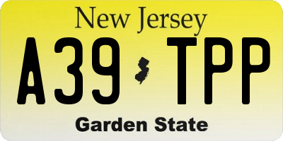 NJ license plate A39TPP