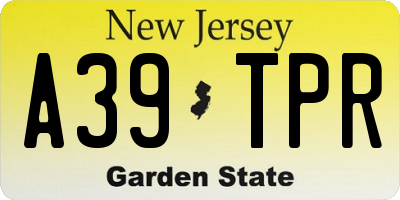 NJ license plate A39TPR