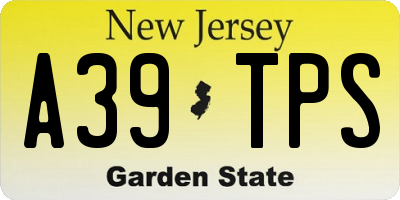 NJ license plate A39TPS