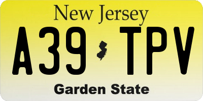 NJ license plate A39TPV