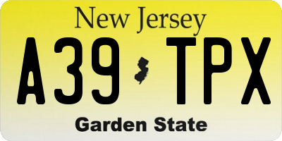 NJ license plate A39TPX