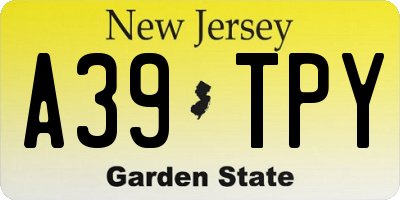 NJ license plate A39TPY