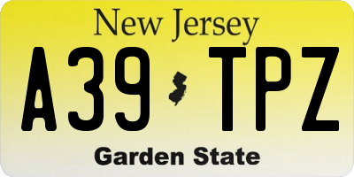 NJ license plate A39TPZ