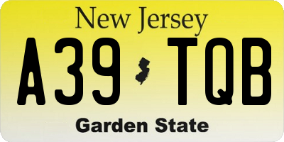 NJ license plate A39TQB