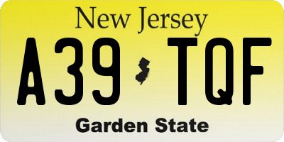 NJ license plate A39TQF