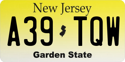 NJ license plate A39TQW