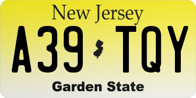 NJ license plate A39TQY