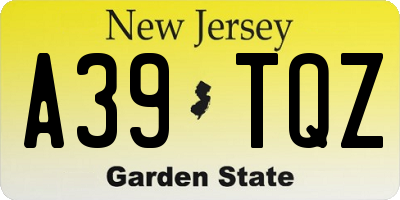 NJ license plate A39TQZ