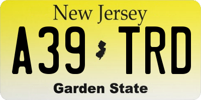 NJ license plate A39TRD
