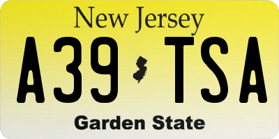 NJ license plate A39TSA