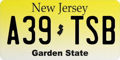 NJ license plate A39TSB
