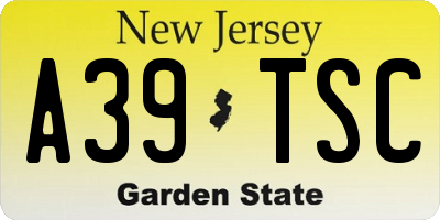 NJ license plate A39TSC