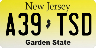 NJ license plate A39TSD