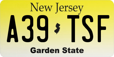 NJ license plate A39TSF