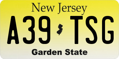 NJ license plate A39TSG
