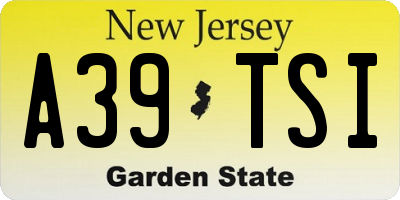 NJ license plate A39TSI