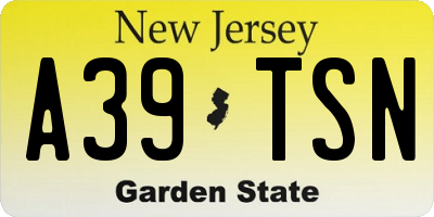 NJ license plate A39TSN