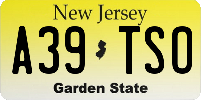 NJ license plate A39TSO