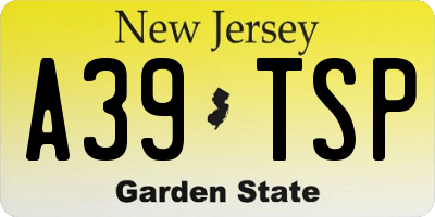 NJ license plate A39TSP