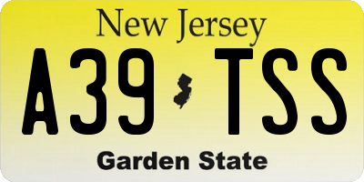 NJ license plate A39TSS