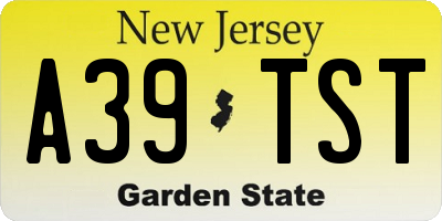 NJ license plate A39TST