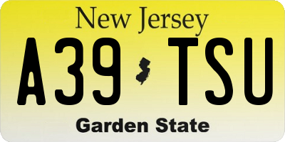 NJ license plate A39TSU