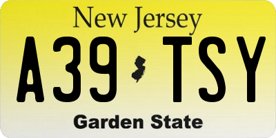 NJ license plate A39TSY