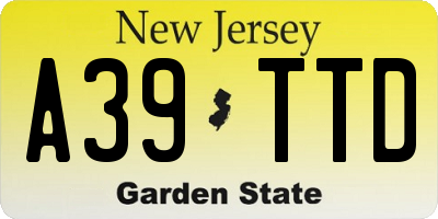 NJ license plate A39TTD