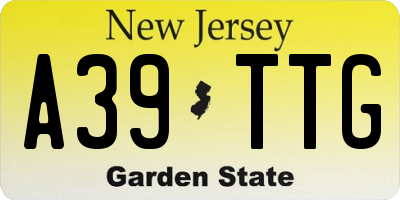 NJ license plate A39TTG