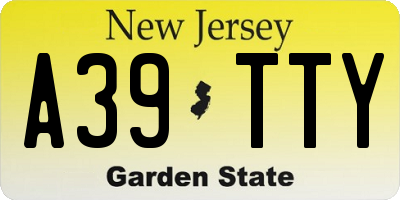 NJ license plate A39TTY