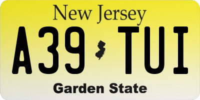 NJ license plate A39TUI