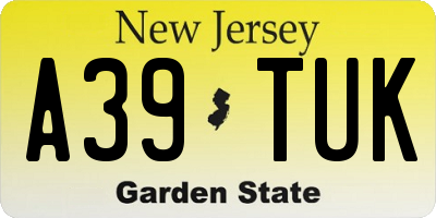 NJ license plate A39TUK