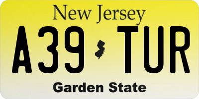 NJ license plate A39TUR