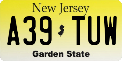NJ license plate A39TUW