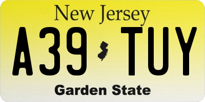 NJ license plate A39TUY
