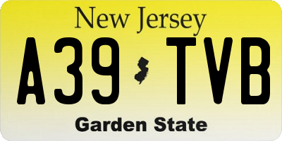 NJ license plate A39TVB