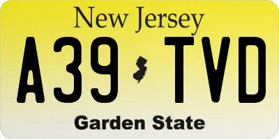 NJ license plate A39TVD