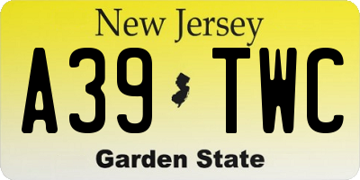 NJ license plate A39TWC